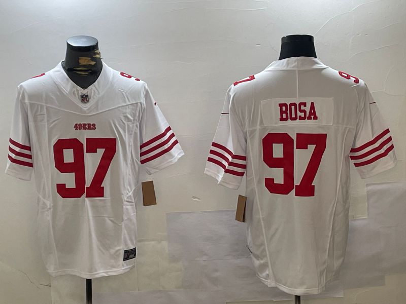 Men San Francisco 49ers 97 Bosa White three generations 2024 Nike Limited NFL Jersey style 1